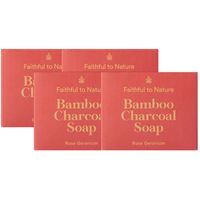 Faithful to Nature Bamboo Charcoal Soap Rose Geranium x 4